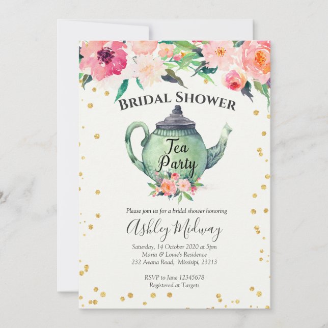 Bridal Shower Tea Party Invitation (Front)
