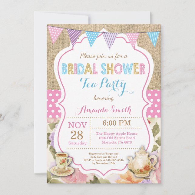 Bridal Shower Tea Party Invitation (Front)