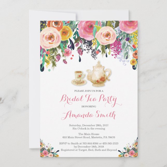 Bridal Shower Tea Party Invitation (Front)