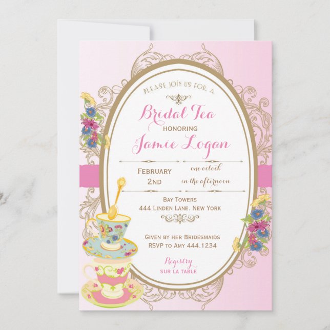 Bridal Shower Tea Party Invitation (Front)