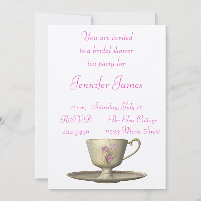 Bridal Shower Tea Party Invitation (Front)
