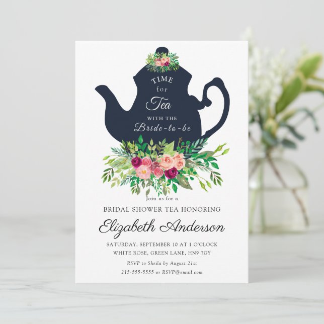 Bridal Shower Tea Party Invitation (Standing Front)