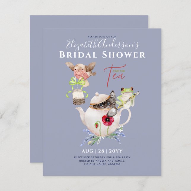 Bridal Shower Tea Party Invitations Cute Fun  (Front/Back)