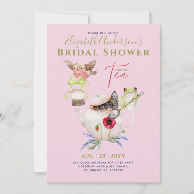 Bridal Shower Tea Party Invitations Cute Fun  (Front)
