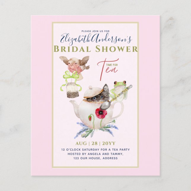 Bridal Shower Tea Party Invitations Cute Fun  Flyer (Front)