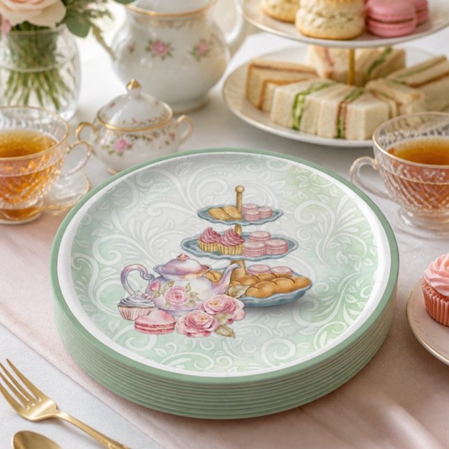 Bridal Shower Tea Party Paper Plate (Creator Uploaded)