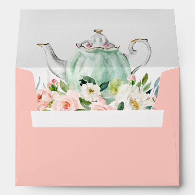 Bridal Shower Tea Party Pink Floral Envelopes (Back (Bottom))