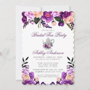 Bridal Shower Tea Party Purple Invite