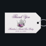 Bridal Shower Tea Party Purple Violet Thank You Gift Tags<br><div class="desc">Tea Party Bridal Shower Watercolor Purple Ultra Violet Floral Thank You Gift Tag</div>