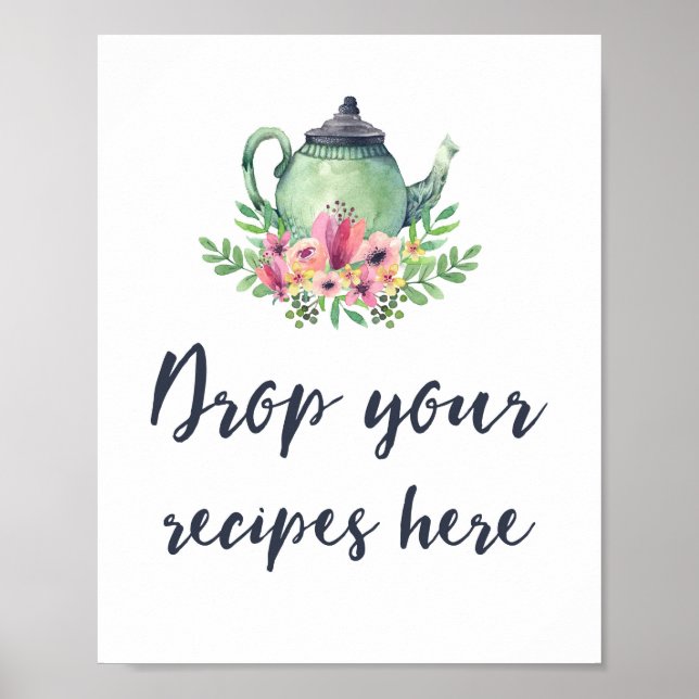 Bridal Shower Tea Party Recipes Sign (Front)
