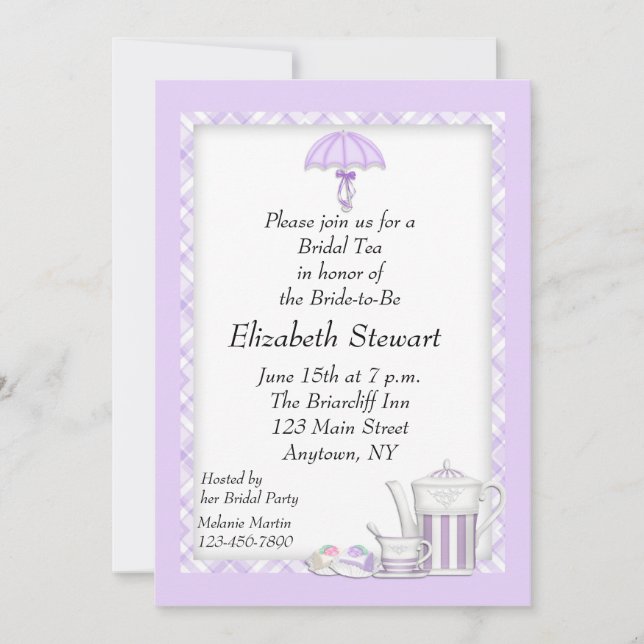 Bridal Shower Tea Purple Invitation (Front)