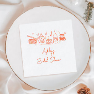 Bridal Shower Tea Theme Whimsical Doodle Napkin