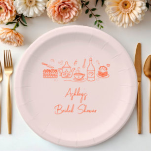 Bridal Shower Tea Theme Whimsical Doodle Paper Plate