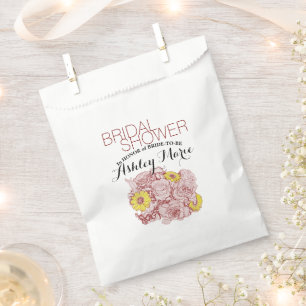 Bridal Shower Terra Cotta Outlined Floral Bouquet Favour Bags