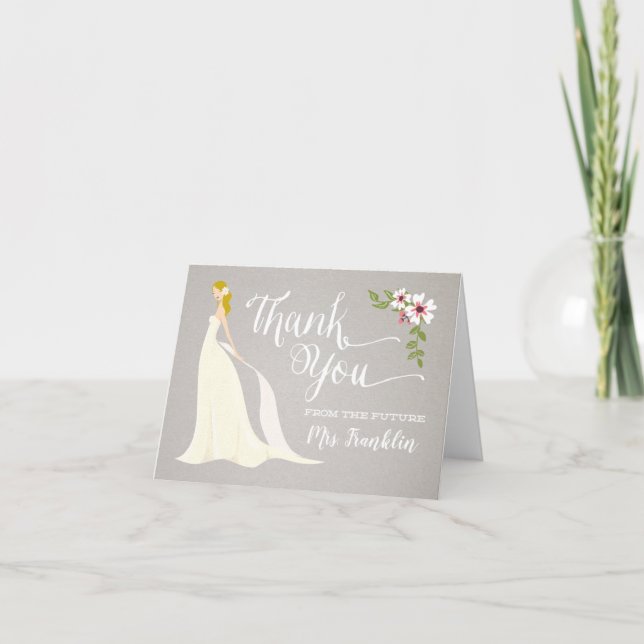 Bridal Shower Thank You Card - Blonde (Front)