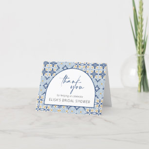Bridal Shower Thank You Card Blue Tile