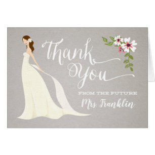 Bridal Shower Thank You Card - Brunette
