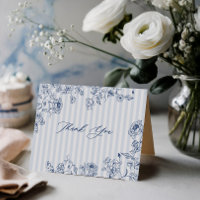Bridal Shower Thank You Card Something Blue Stripe