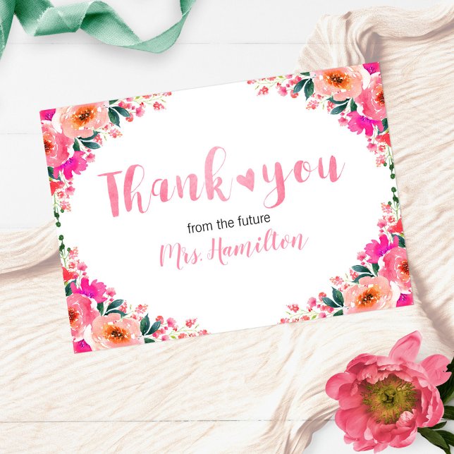 Bridal Shower Thank You Cute Watercolor Floral (Creator Uploaded)