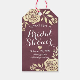 Bridal Shower Thank You Gift Tags Red Golden Roses