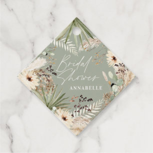 Bridal shower thankyou modern pampas grass foliage favour tags