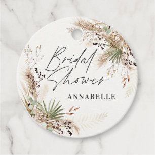 Bridal shower thankyou modern pampas grass foliage favour tags