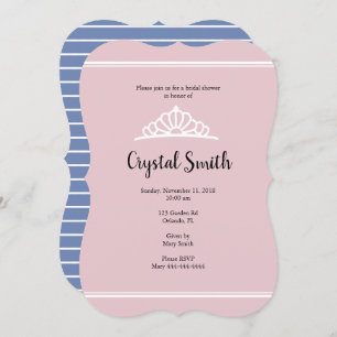 Bridal Shower Tiara Pink Purple Invitation