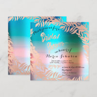 Bridal Shower Tropical Ocean Ombre Rose Gold
