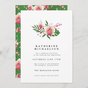 BRIDAL SHOWER   Tropical Pink Orchid Floral Invitation