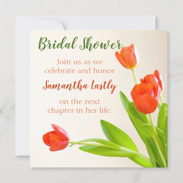 Bridal Shower Tulip Square Invitation (Front)