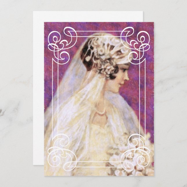 Bridal Shower Vintage Bride w/Frame Invitation (Front/Back)