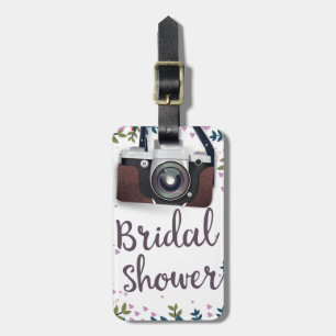 Bridal Shower Vintage flowers and classic camera Luggage Tag