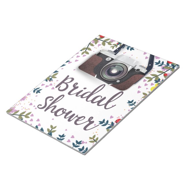 Bridal Shower Vintage flowers and classic camera Notepad (Angled)