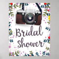 Bridal Shower Vintage flowers and classic camera