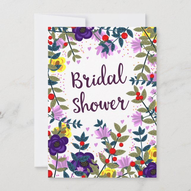 Bridal Shower Vintage Flowers Invitation (Back)