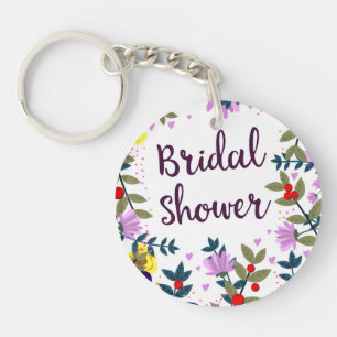 Bridal Shower Vintage Flowers Key Ring