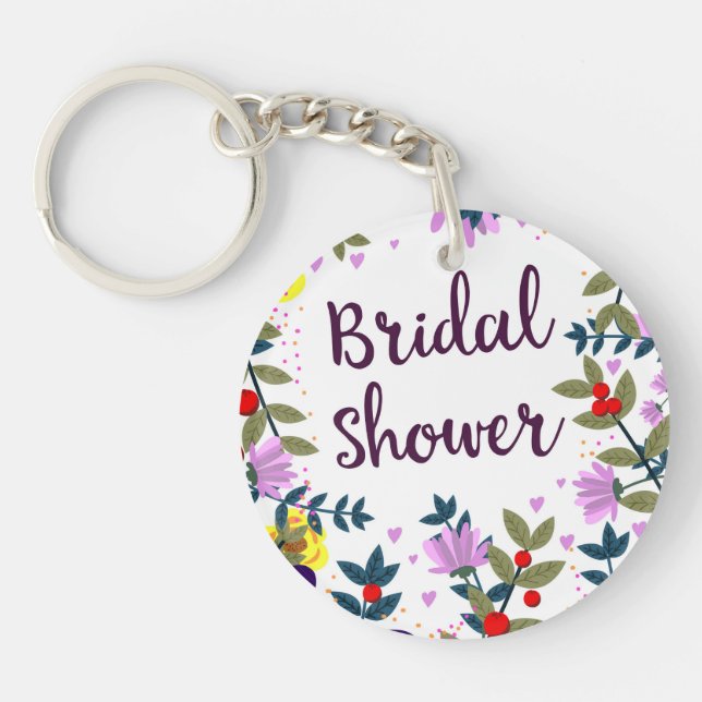 Bridal Shower Vintage Flowers Key Ring (Front)