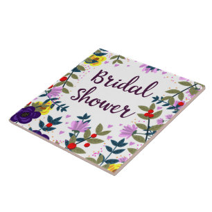 Bridal Shower Vintage Flowers Tile