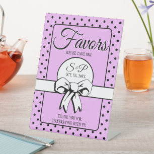Bridal Shower Vintage Polka Dots Bows Lavender Pedestal Sign