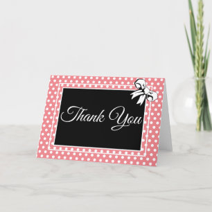 Bridal Shower Vintage Polka Dots Bows PInk Thank You Card