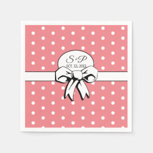 Bridal Shower Vintage Polka Dots Bows PInk & White Napkin