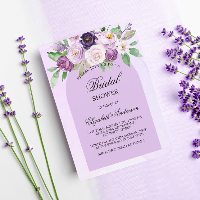 Bridal shower violet purple flowers arch invitation (Creator Uploaded)