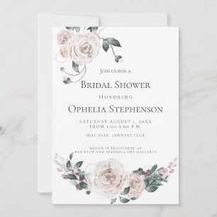 Bridal Shower Watercolor Dusty Rose Announcement