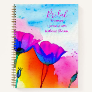 Bridal Shower Watercolor Floral California Poppies Notebook