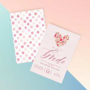 BRIDAL SHOWER Watercolor Floral Heart Invitation