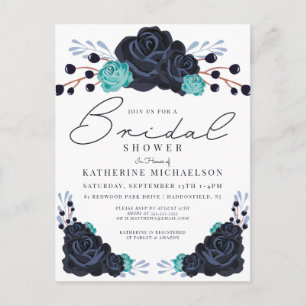 BRIDAL SHOWER Watercolor Floral Invitation Postcard
