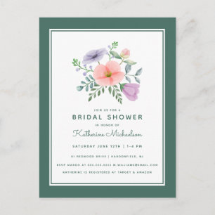 BRIDAL SHOWER   Watercolor Flower Bouquet Postcard