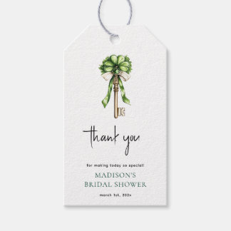 Bridal Shower Watercolor Gold Key & Clover Gift Tags