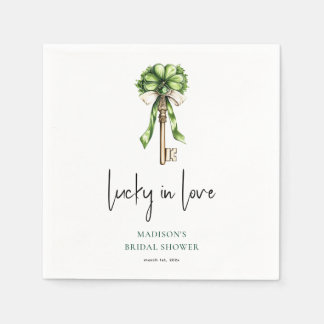 Bridal Shower Watercolor Gold Key & Clover Napkin