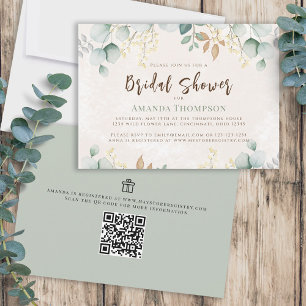 Bridal Shower Watercolor Greenery Eucalyptus Invitation